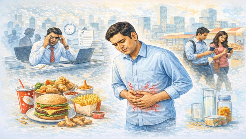 IBS in urban India caused by stress, fast food and lifestyle changes explained by Dr. S. Srivatsan Gurumurthy